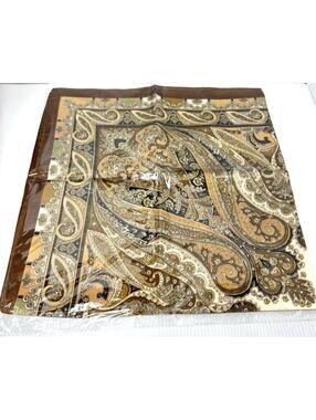 Brown Paisley Polyester Satin Head Scarf Silky Hair Bandana Neck Scarf NEW